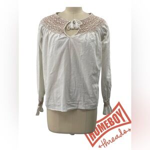 Faherty Laura Embroidered White Blouse-Size XS Excellent Condition
